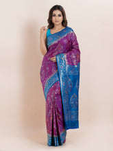 KAVVYA  TWO TONE PURPLE IKAT SILK SAREE